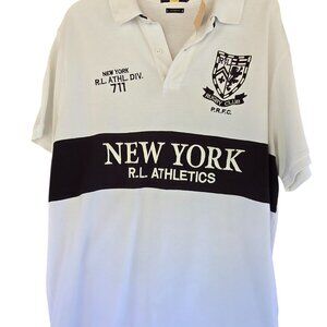 Polo Ralph Lauren Mens XL White Rugby Polo Shirt New York R.L. Athletics Custom